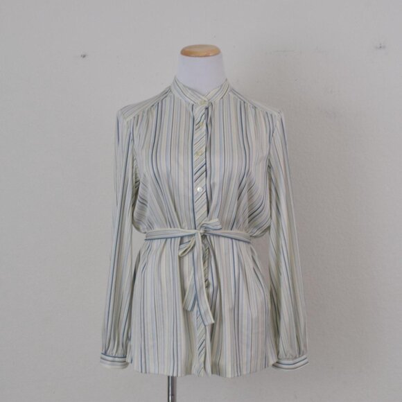 Vintage 70s Mockneck Button up Secretary Blouse‎ - Picture 10 of 10